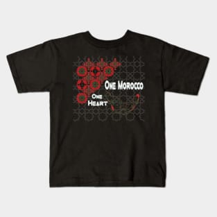 One Heart One Morocco Proud Support Morocco Kids T-Shirt